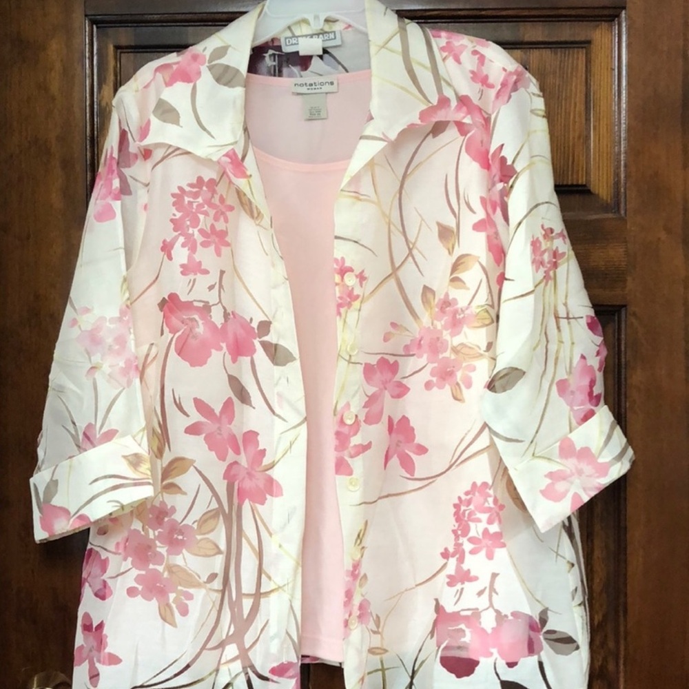 5/$25 Pretty Pink Sheer Dressbarn Jacket and Tank